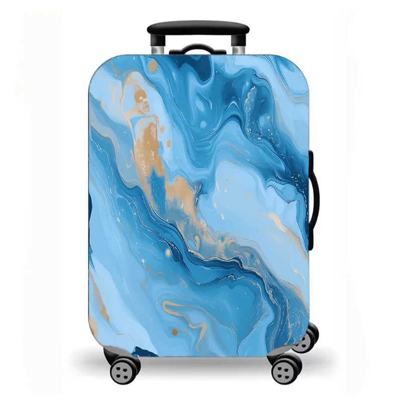 Luggage Cover, Gold Foil Fluid Marble Agate Print Stretch Suitcase Protector, Luxury Neutral Abstract Travel Design