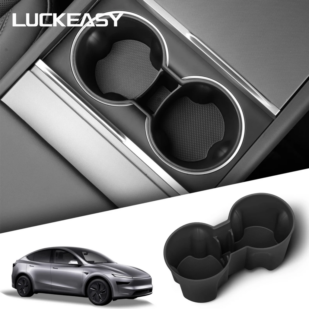 LUCKEASY for 2025 2026 Tesla Model Y Launch Juniper/Standard RWD/YL Car Water Cup Holder Tray Central Console Cup Box Tidying ﻿