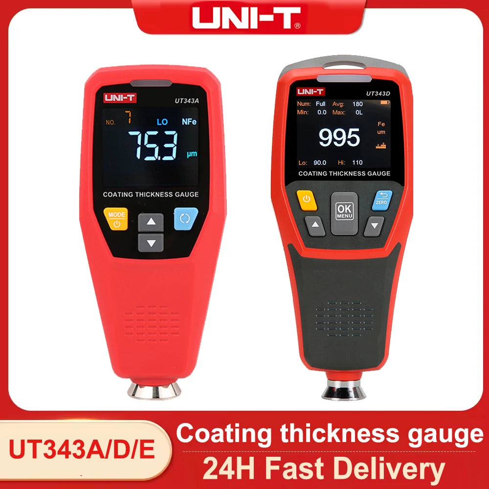 UNI-T UT343D UT343A UT343E Coating Thickness Gauge LCD Backlight Digital FE/NFE Metal Car Paint Thickness Tester Meter