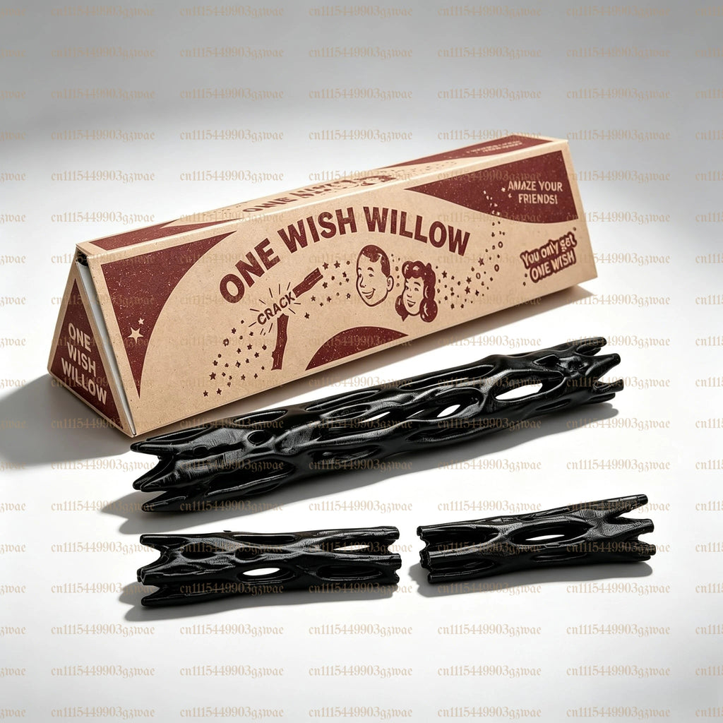 One Wish Willow Stick, 3D Printed Replica Wish-Making Snap Stick with Triangle Box, Breakable Magic Snap Sticks