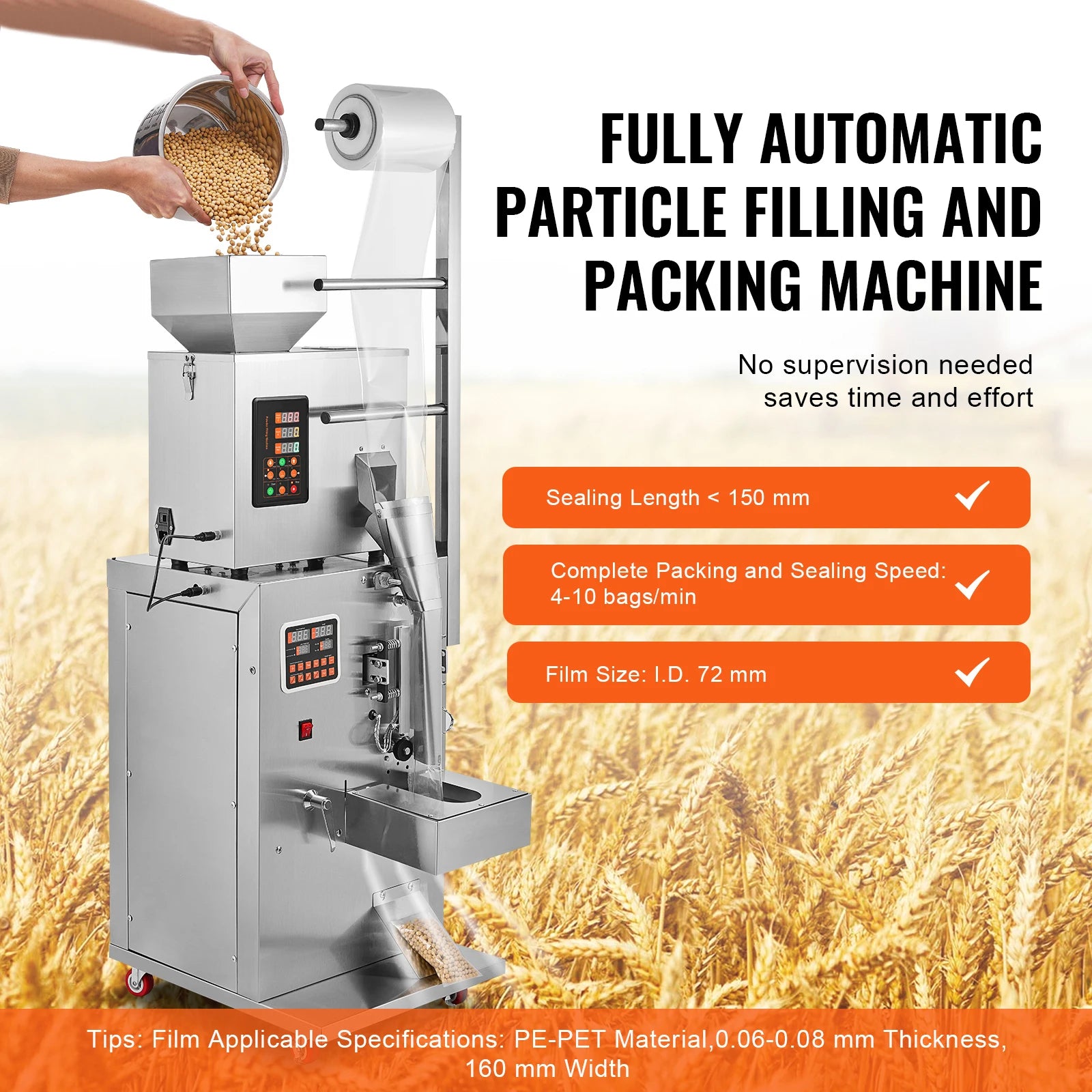 SucceBuy 1-100g Automatic Particle Packaging Machine Pouch Powder Sachet Weighting Filling Packing Machine Tea Seeds Beans Rice