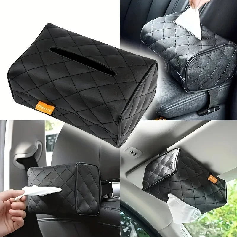 2pcs Car Tissue Box Fixed Armrest Box Hanging Sun Visor Multifunctional Tissue Box
