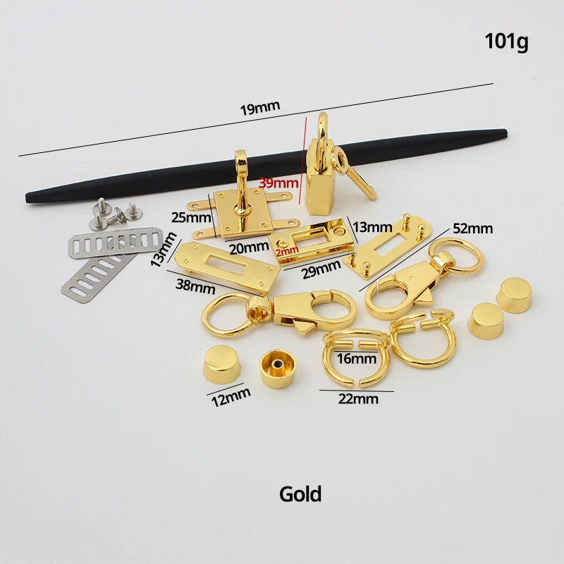 1Set Fashion Metal Bag Locks Clasp Bag Lcok Set For Handbags Purse Tote Closures Snap Clasps DIY Craft Hardware Bag Accessories
