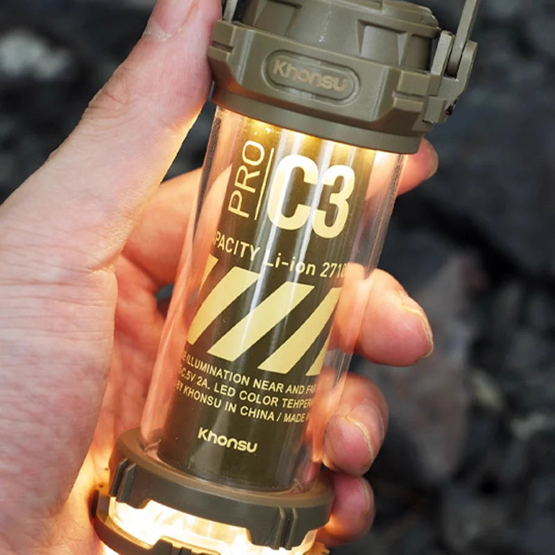 5000mAh Tactical Camping Lamp Portable Rechargeable Tent Lamp Outdoor LED Flashlight For Outdoor Camping Hiking Fishing