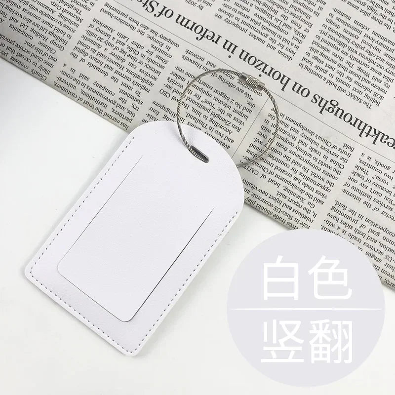 PU Leather Luggage Tag Suitcase Address Label Baggage Boarding Bag Tag Travel Accessories