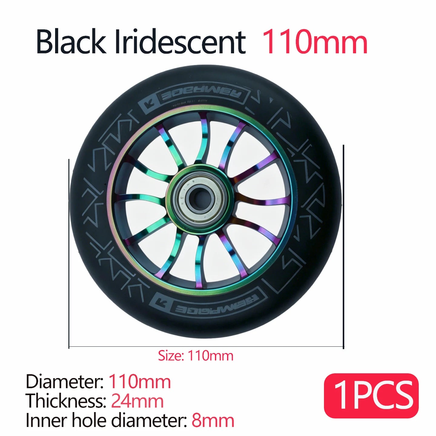 100/110/120mm Extreme Scooter Wheel, Aluminum Alloy Hub Impact Wear Resistant, Freestyle Racing Replacement Accessory