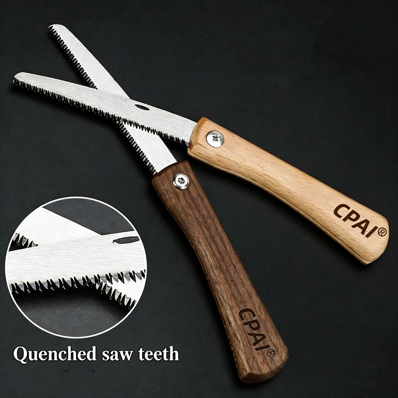 1pcs Walnut Wood Handle Mini Folding Saw, Portable Small Hand Saw for Woodworking, Camping & DIY Craft Projects