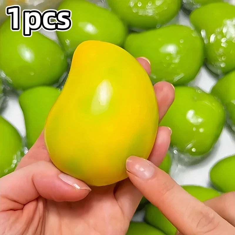 Handmade Squishy Mango Stress Ball Toy Color-changing Mango Squeeze Fidget Toys ASMR Sensory Stress Relief Toy for Adult