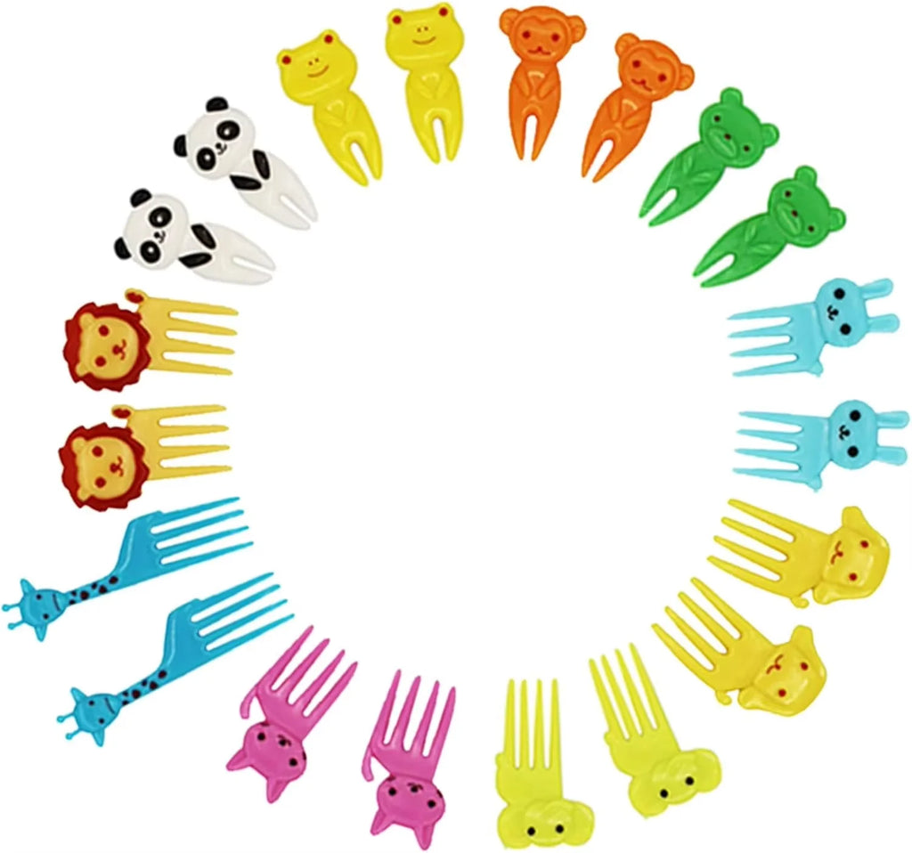 Cute Vegetable Fruit Food Cutter Shapes Set for Kids Lunch Bento Box Decorating Cookie Stamps with Fruit Forks,Food Picks