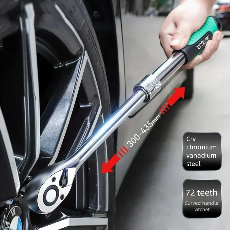 72Tooth Retractable Ratchet Wrench Automotive Repair Adjustable Drive Rotating Ratchet Quick Release 1/4 3/8 1/2" Manual Tool