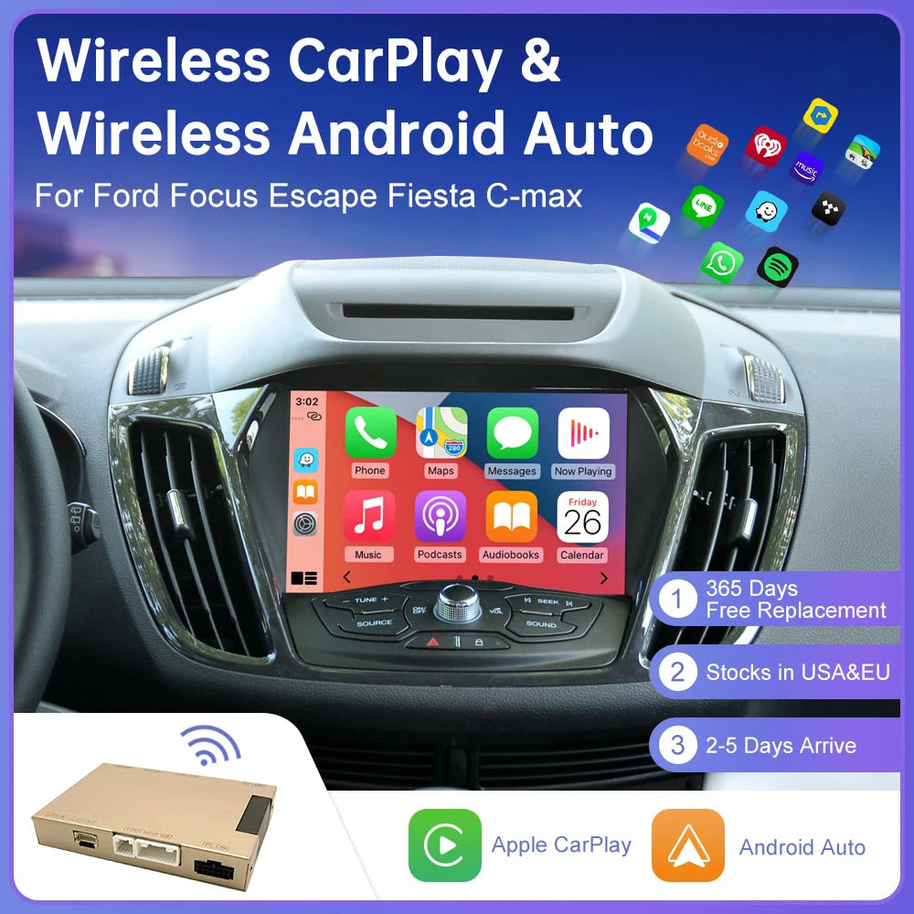 Wireless Carplay Android Auto For Ford Sync2 Explorer Focus Escape Fiesta C-max Edge Mustang Fusion Expeditio Flex Decoder box