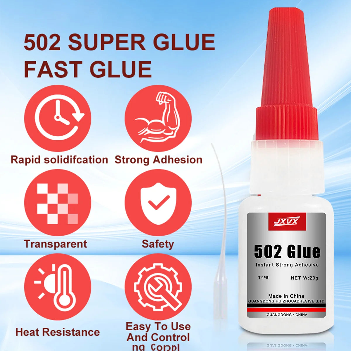 New High Strength 502 Instant Adhesive Formula, 20ml Cyanoacrylate Instant Glue, Strong Adhesive, DIY Liquid Jewelry, Toy Shoes, Quick-Drying Transparent Super Glue 502