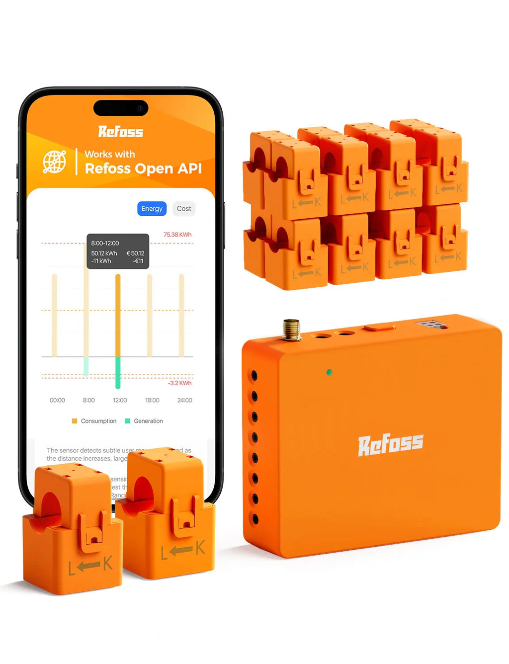 Refoss Smart Home Energy Monitor EM16P Up to 200A US Version Comprehensive Energy Data Work with Home Assistant