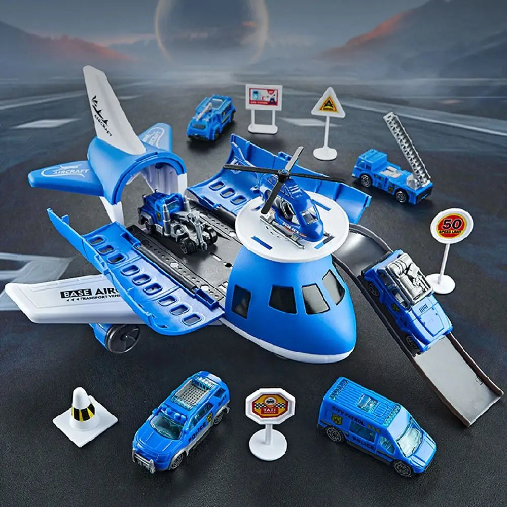 Creative Red Blue Inertia Rail Airplane Deformable Track Plastic Simulation Aircraft Model Random Car Helicopter Track