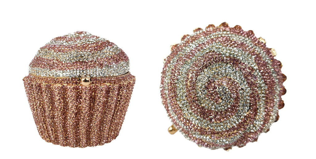 Boutique De FGG Women Blue Cupcake Evening Bag Crystal Clutch Purses Wedding Bridal Rhinestone Clutch Bag Party Minaudiere Bag