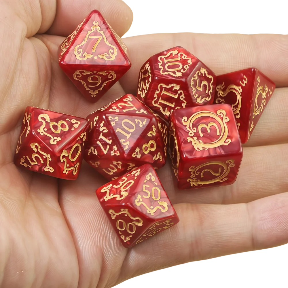DND Dice Set, 7pcs Polyhedral Dice Marble Effect for D&D Role Playing Game, Club Party DND RPG Board Game Accessories