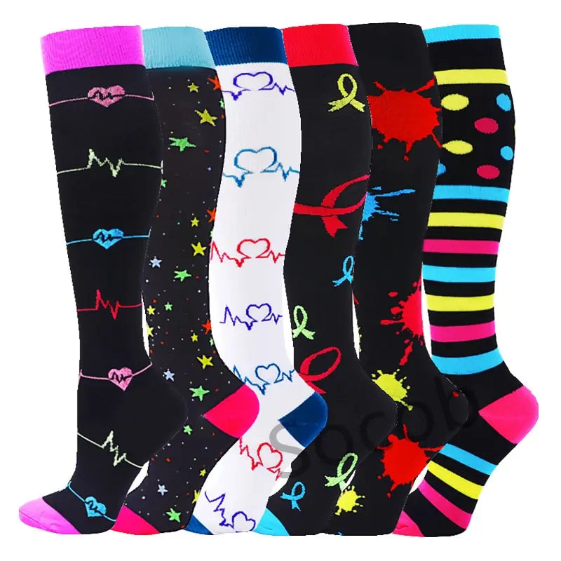 6/7 Pairs Compression Socks Varicose Diabetes Sock Running Cycling Hiking Touring Bicycle Marathon Outdoor Rugby Edema Long Tube