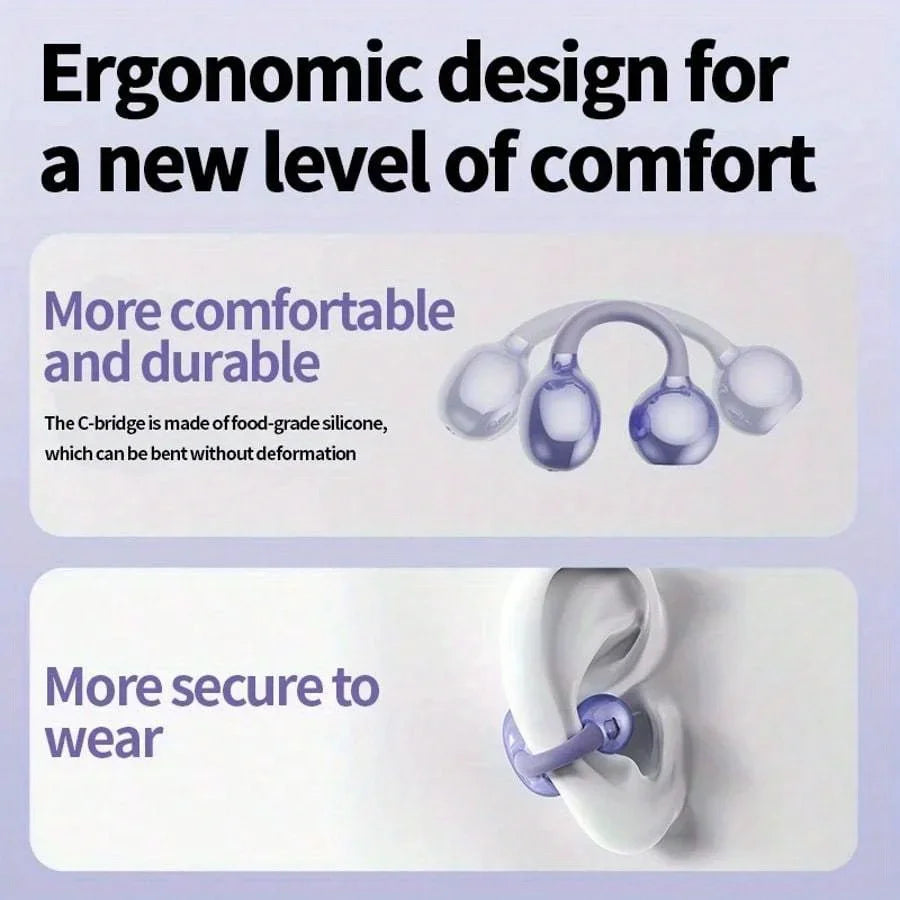 New Q71 TWS Bone Conduction Earphones Bluetooth 5.3 Earbuds Clip on Ear Comfortable Sport Digital Display Headsets
