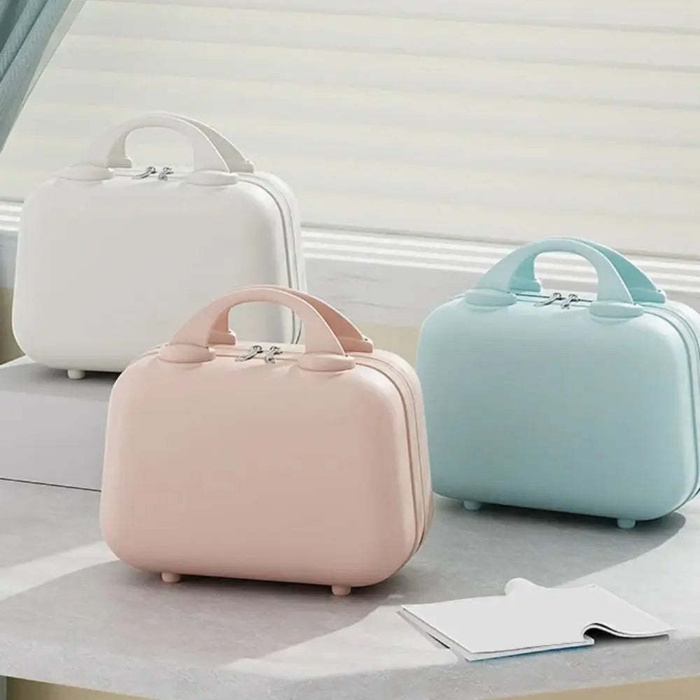 Storage Toiletry Box Solid Color Suitcase Square Box Large Capacity 14-inch Cosmetic Cases Portable Zipper Makeup Case Travel
