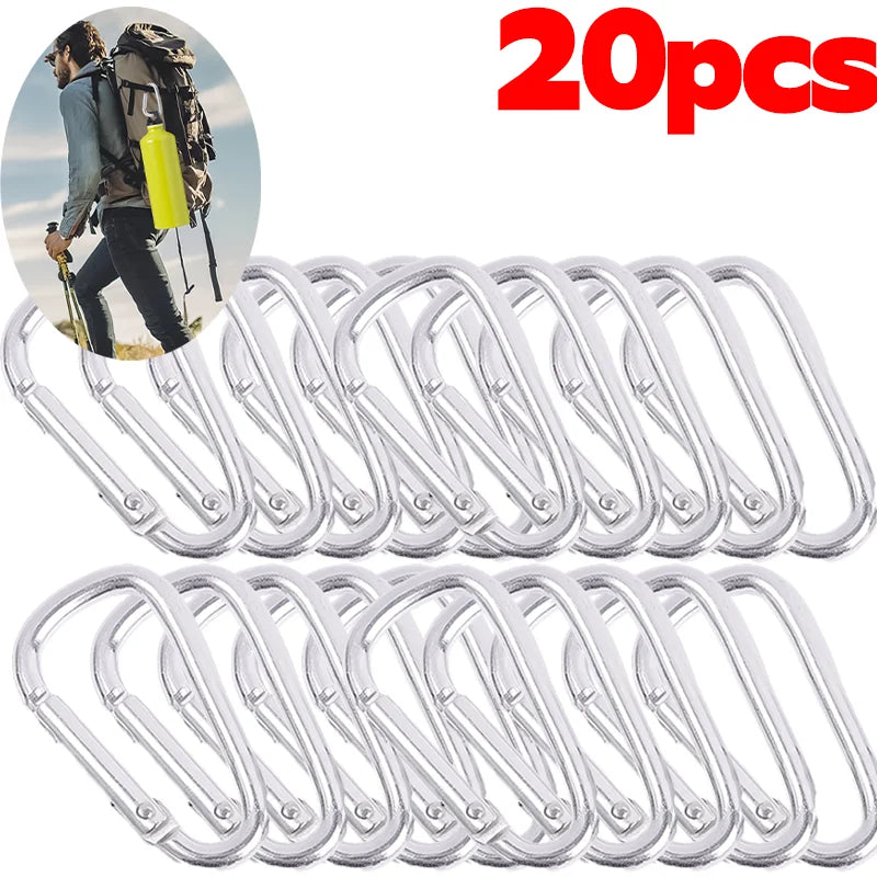 D Ring Carabiner Aluminum Alloy Keychain Clip for Water Bottle Bluetooth Headset Backpack Buckle Outdoor Camping Hiking 20/2pcs