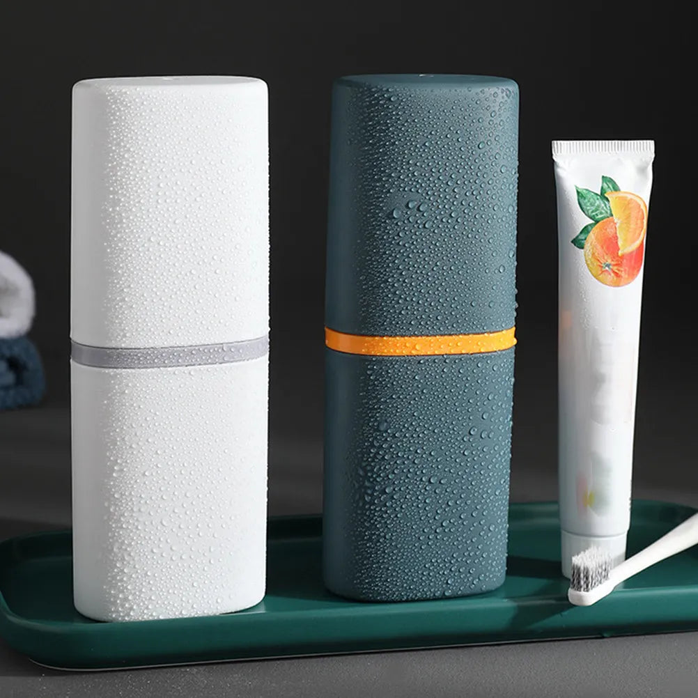 2pcs Portable Toothbrush Case Storage Box Compact Size For Home Travel Use Round Corner Premium Material Washing Cup Container