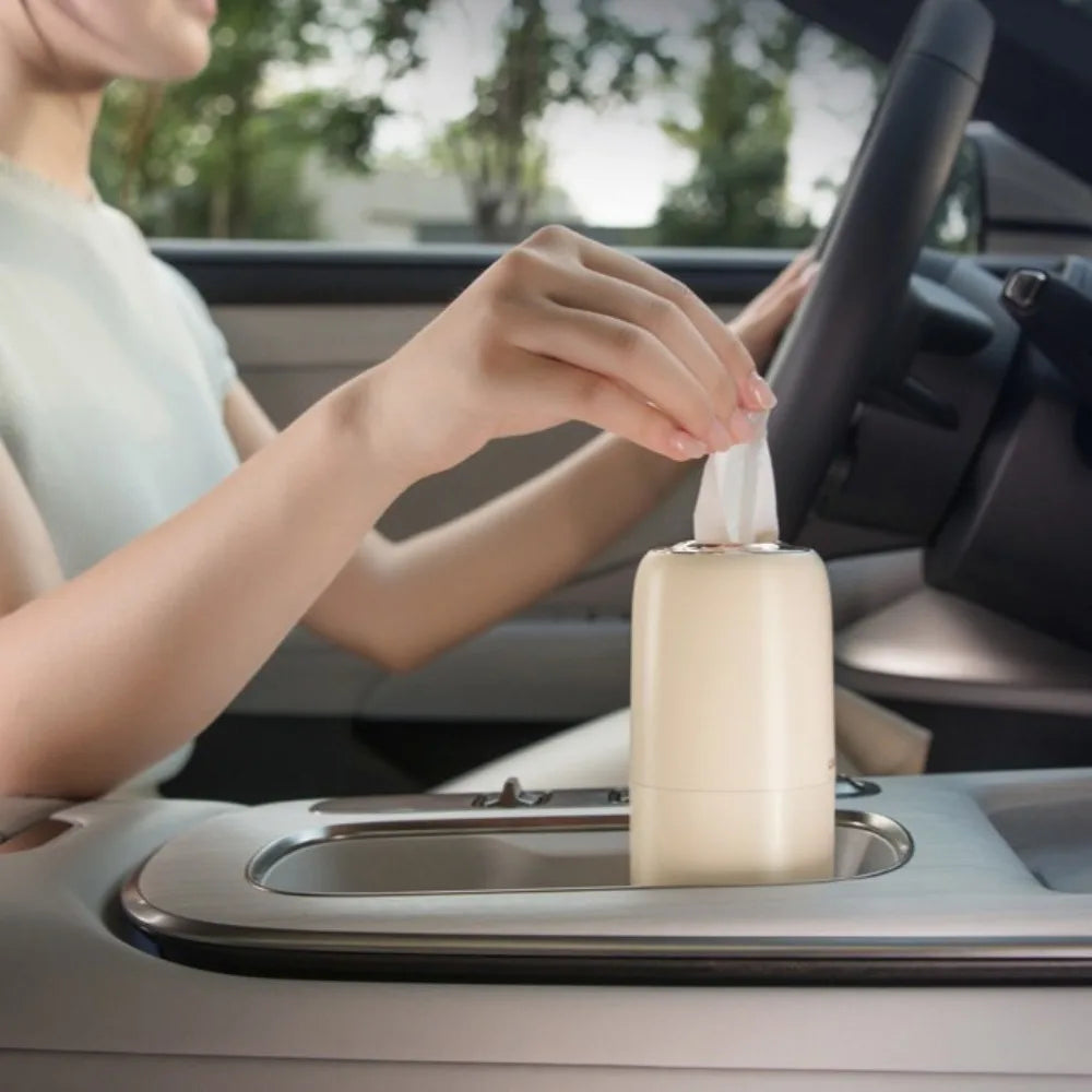 Refillable Car Tissues Cylinder Tissue Dispenser Cup Holder Round Tube Tissue Container Space-saving Large Capacity