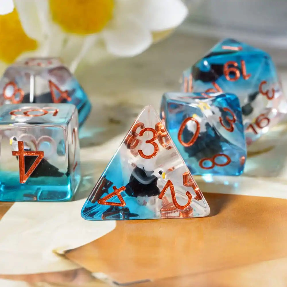 Cusdie Animal DnD Dices Cute Resin 7Pcs Various D4 D6 D8 D10 D% D12 D20  Polyhedral Dice Set for D&D Role Playing Board Games