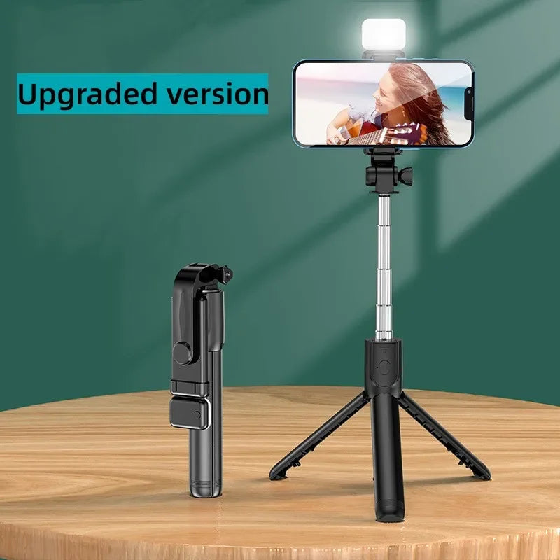 Selfie Stick Tripod Stand with Wireless Bluetooth Remote Extendable Stainless Steel Rod for Mobile Phones Live Streaming Selfie