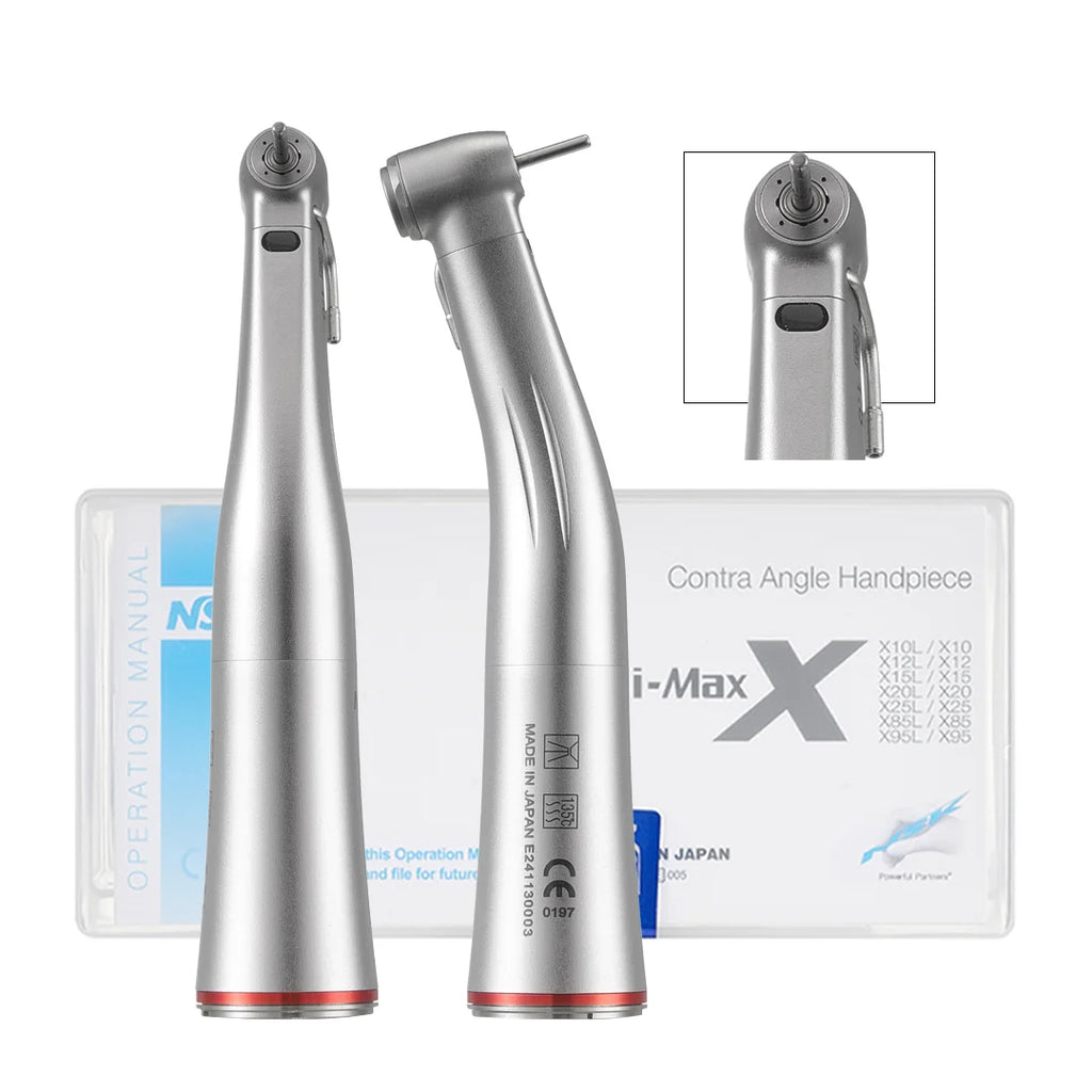 NSK Red Rings Ti Max X95L contraangulo Dental 1:5 Increasing Speed Handpiece Against Contra Angle LED Optic Fiber Quattro Spray