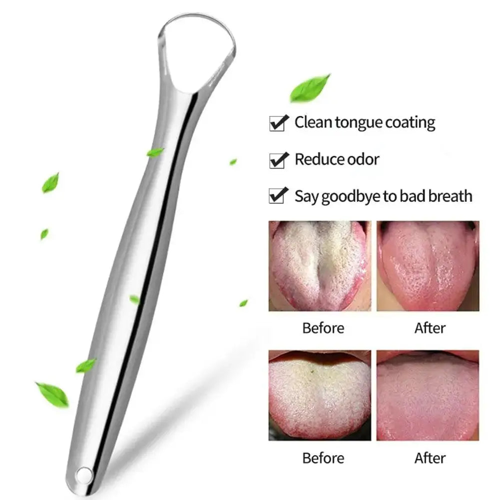 1/2/3/5/10Pcs Portable Single Layer Tongue Scraper Reusable Stainless Steel Oral Mouth Brush Tongue Scraper Fresh Breath Maker
