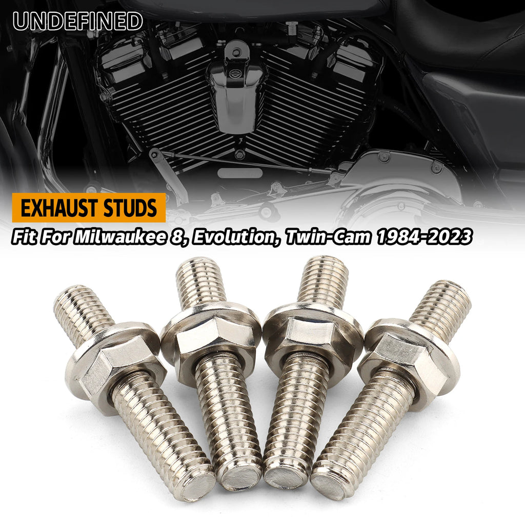 Exhaust Port Studs & Nuts Pipe Butt Screws Both-Ends Screw-In Bolts for Big Twin 84-23 Sportster XL 1200 883 1986-2023