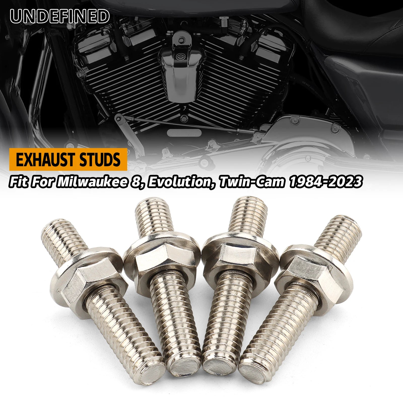 Exhaust Port Studs & Nuts Pipe Butt Screws Both-Ends Screw-In Bolts for Big Twin 84-23 Sportster XL 1200 883 1986-2023