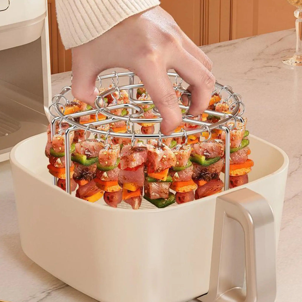 Air Fryer Rack Non-Stick Barbeque Skewers Non-Stick Reusable Vertical Heat-Resistant Stainless Skewer Rust-Proof For Restaurant