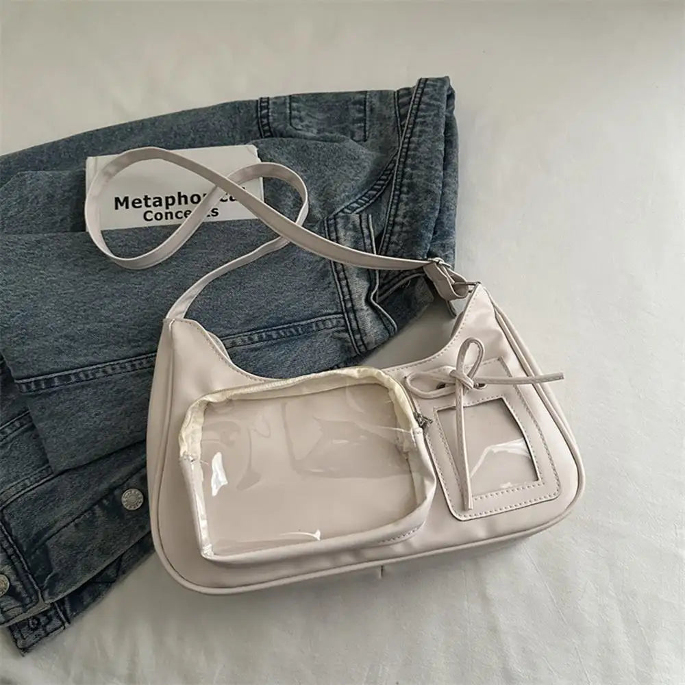 Y2k Lolita Ita Bag Transparent Crossbody Bag Cute Bow Doll Display Shoulder Bag Fashion Women Messenger Tote Bag Sweet Girl Dail