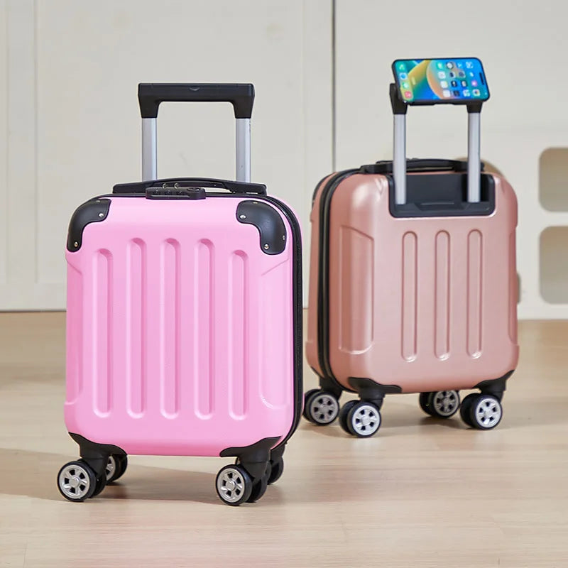 Fashionable Carry-On Luggage 14-inch Cabin-Size Suitcase Perfect for Short Trips Includes Cup Holder and Phone Holder Multi-Dire