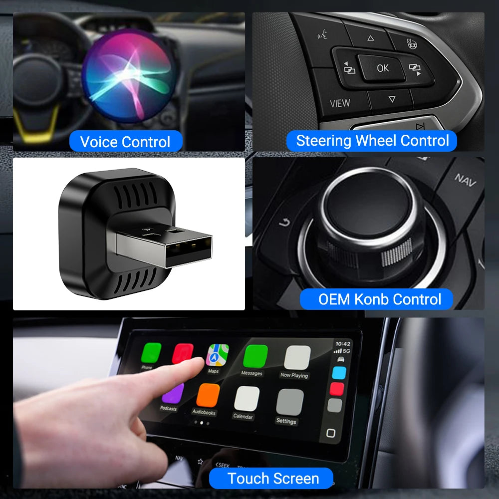 2IN1 Wireless CarPlay Android Auto USB Adapter Mini Dongle Smart Box Plug Play For VW Toyota Nissan Honda Ford Benz Mazda