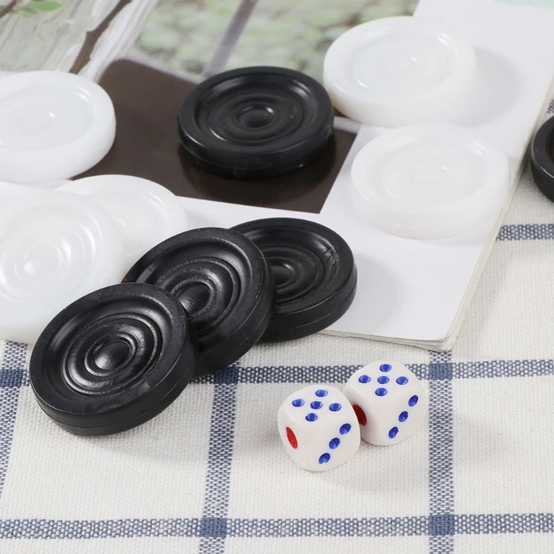 32Pcs/set 33mm Plastic Black White Backgammon Checkers Chips Stackable Checkers