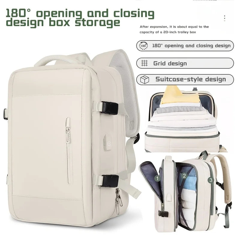 180 °   Box Opening Travel Backpack |   20-inch Luggage Level Capacity Business Laptop Bag