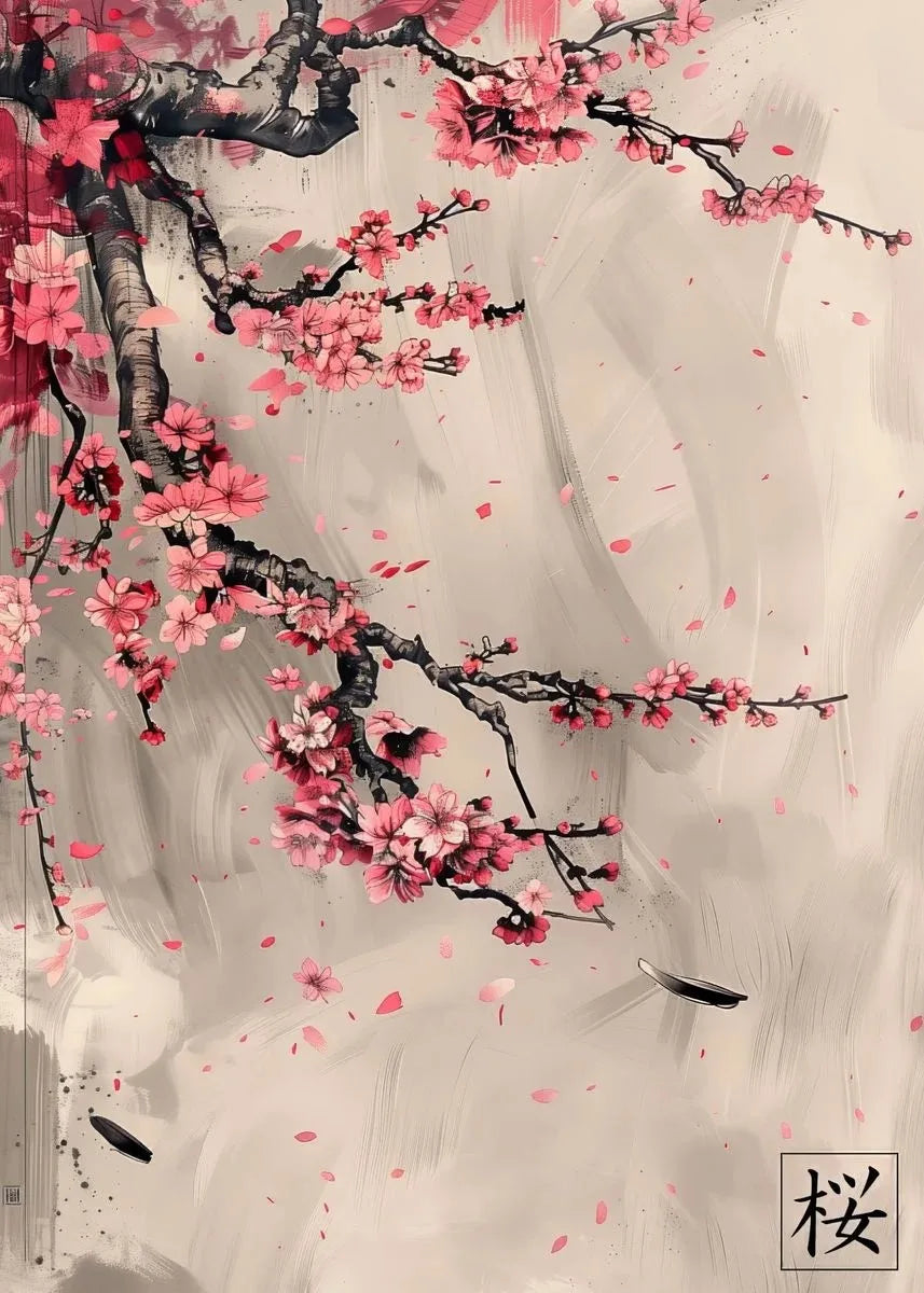 Japanese Samurai Geisha Umbrella Bonsai Sakura Art Poster Landscape Canvas Painting Wall Prints Picture for Room Home Decor