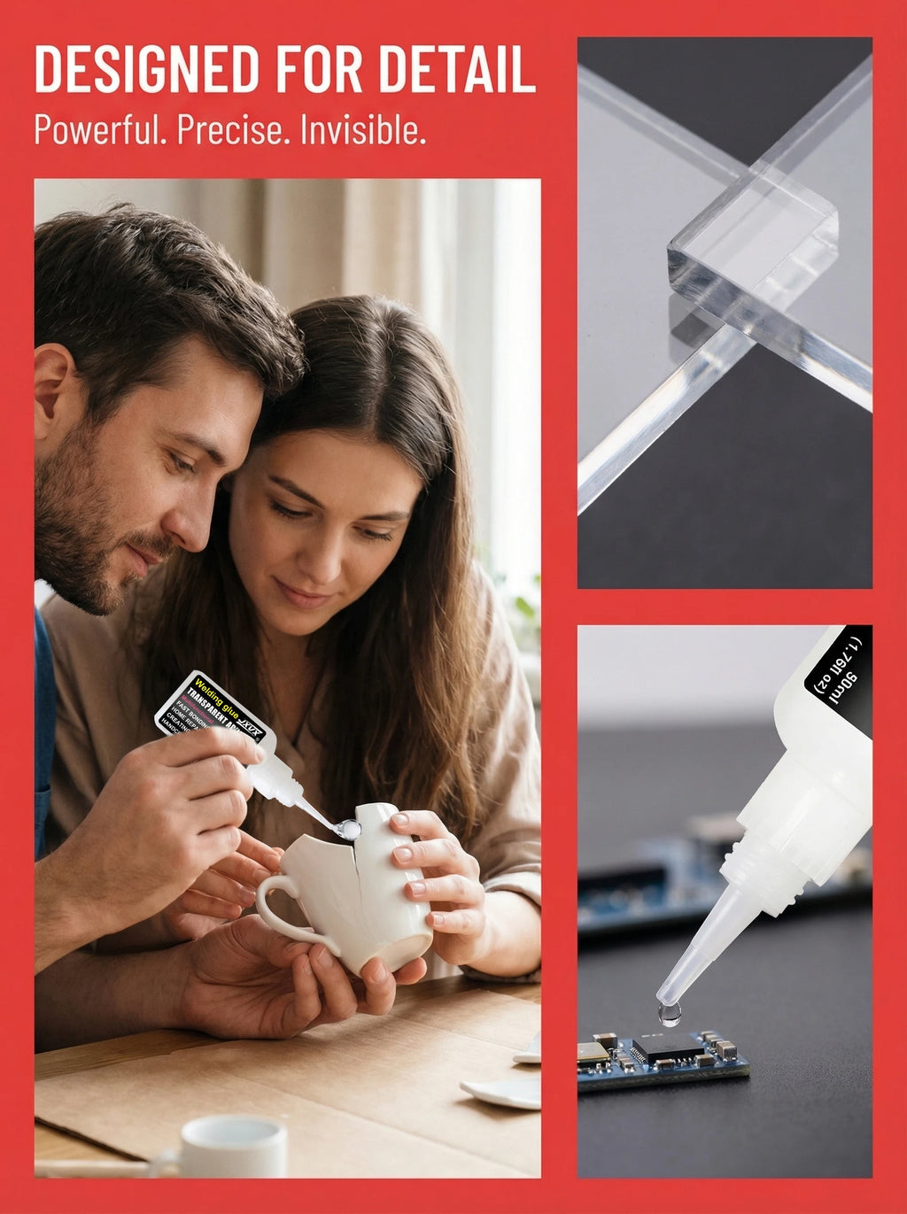 50g High-Quality Cyanoacrylate Strong Adhesive, Fast Fixing, Suitable for Wood, Plastic Toys, Car Models, Shoe Repair, One Drop of Glue: Universal Use