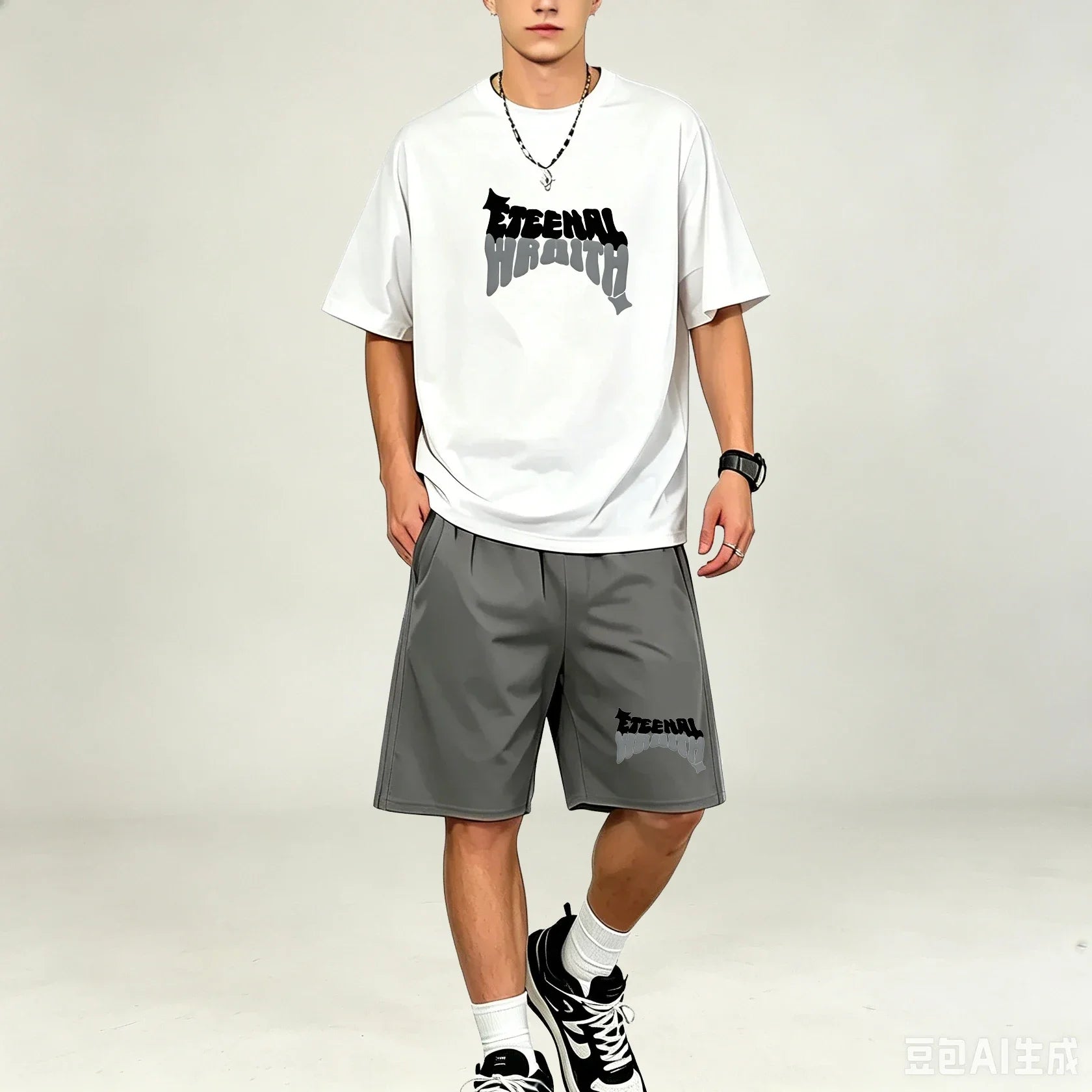 Best Selling Men T‑Shirts Sets 2‑Piece Outfit Short‑sleeve Tops With Drawstring Shorts Sets Casual Sport T‑Shirts Sets Plus‑Size
