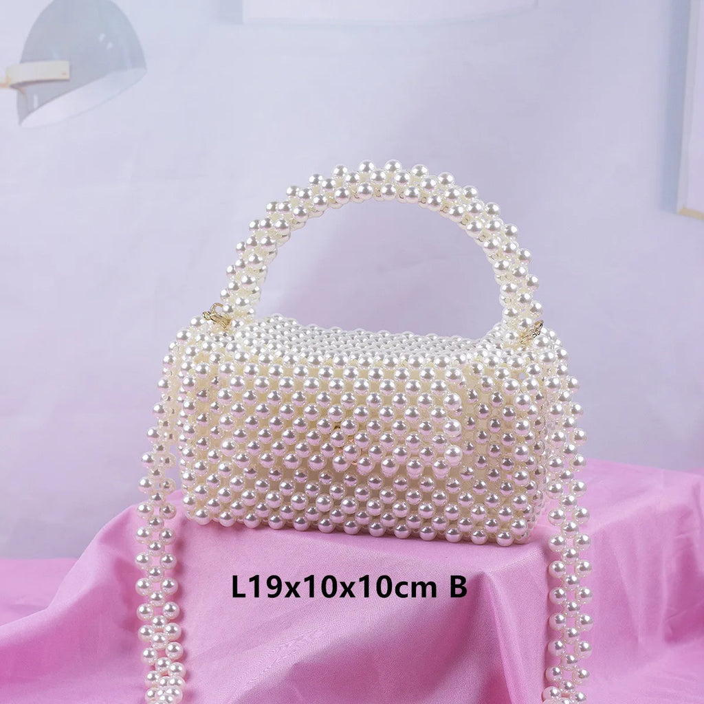 Handmade Woven Beaded Pearl Bags For Women Handbags New Fashion Trend Beach Vacation Phone Clutch Party Bags