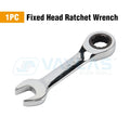 1pc 6-19mm Mini Ratchet Wrench Tool Ultra-short Key Fixed Flex-Head Ratcheting Wrench Stubby Combination Wrench 72T CR-V Steel