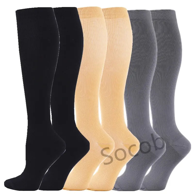 6/7 Pairs Compression Socks Varicose Diabetes Sock Running Cycling Hiking Touring Bicycle Marathon Outdoor Rugby Edema Long Tube