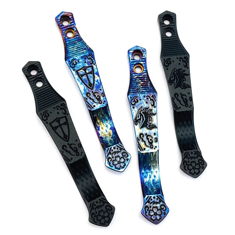8 Types CNC Knife Titanium Pocket Clip With Screws for Rick Hinderer XM18 XM24 Knives Punisher Cross Horse Head  Claw Pattern