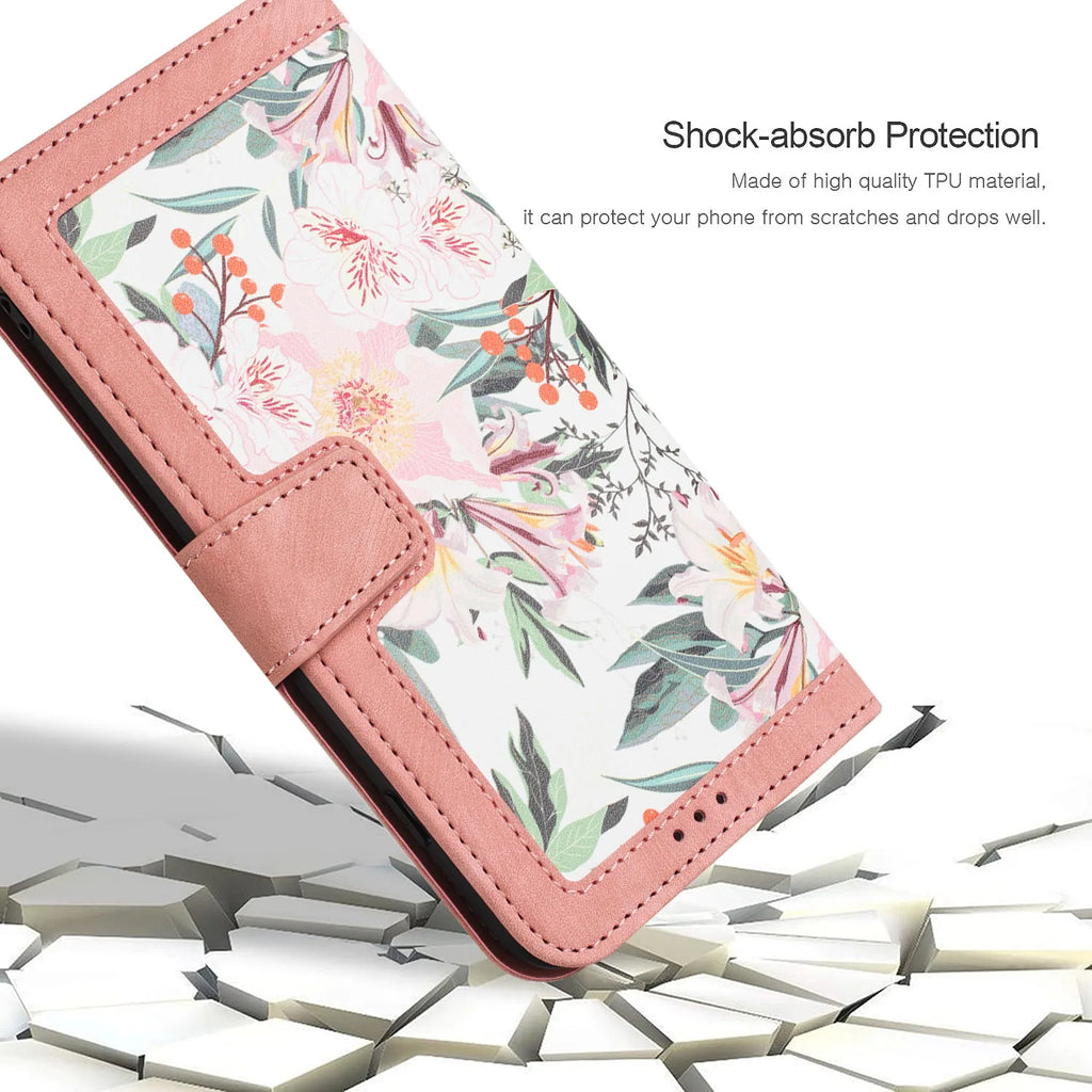 Luxury Flower Pattern Magnetic Flip Leather Case for Galaxy S25 Ultra S20 FE S21 S22 S23 S24 S25 Plus S25 Edge Slim Wallet Case