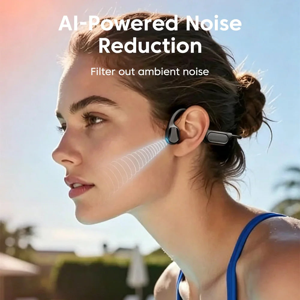 Bone-Conduction Sports Headphones Bluetooth 6.0 Al-Powered Noise Reduction Long Range Hanging Ear Wireless Memory Card Earphones