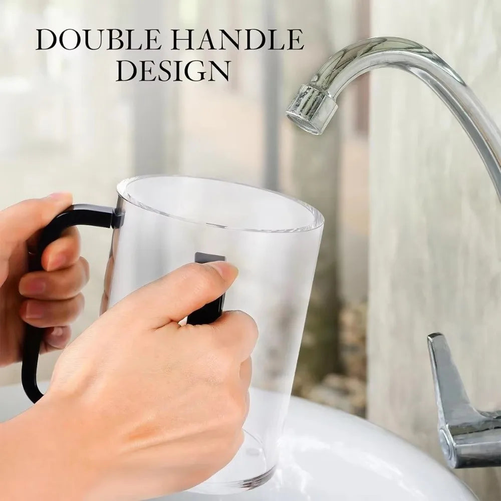 Transparent Netilat Yadayim Cup Thickened Dual Handles Acrylic Wash Cup Large Capacity Easy Handling Toothbrush Cup