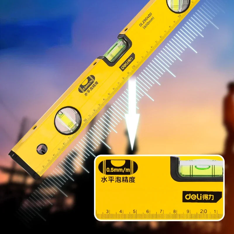 Deli 300-600mm High Precision Magnetic Level Ruler Aluminum Alloy Blister Design Multifunctional Level Measuring Instruments