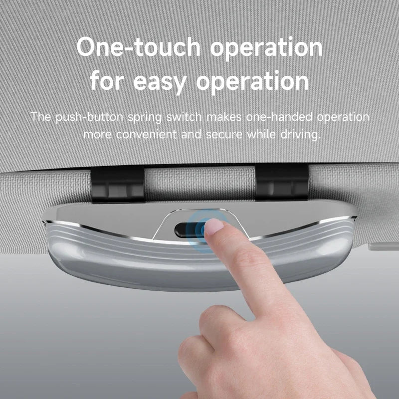 Luxury Car Glasses Case Universal Sun Visor Sunglasses Holder Box Anti Scratch Eyeglasses Protection Case One Hand Operation